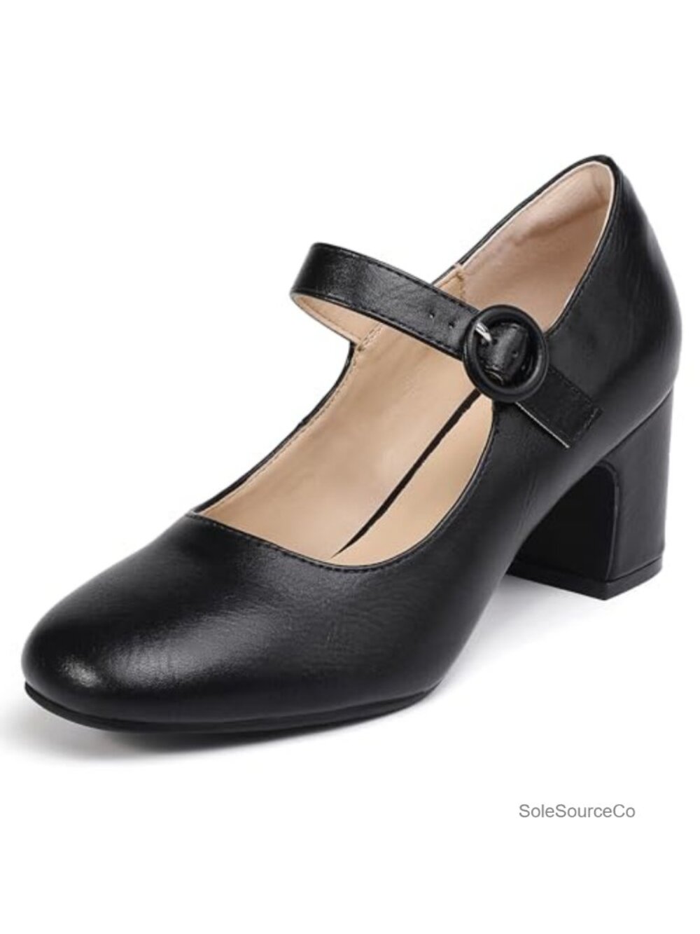 Mary Jane Pumps Closed Toe Low Chunky Block Heel Buckle Dress Shoes